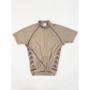 Gizmo Cycling Jersey Adult Brown Sz L 1/2 Zip Polyester US Made Pockets Active